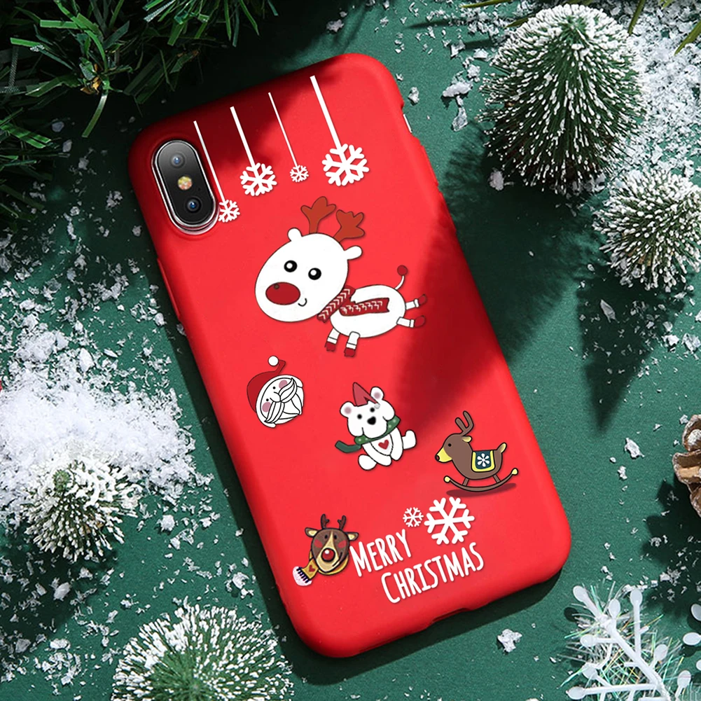 KSTUCNE Phone Case For iPhone X XS XR Xs Max Christmas Cartoon Elk Soft TPU Silicone Back Cover 6 6s 7 8 Plus 5 5s SE |