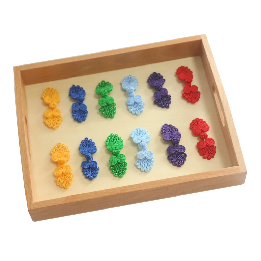 

Montessori Kids Children DIY Buttons with Tray Training Aid Toys