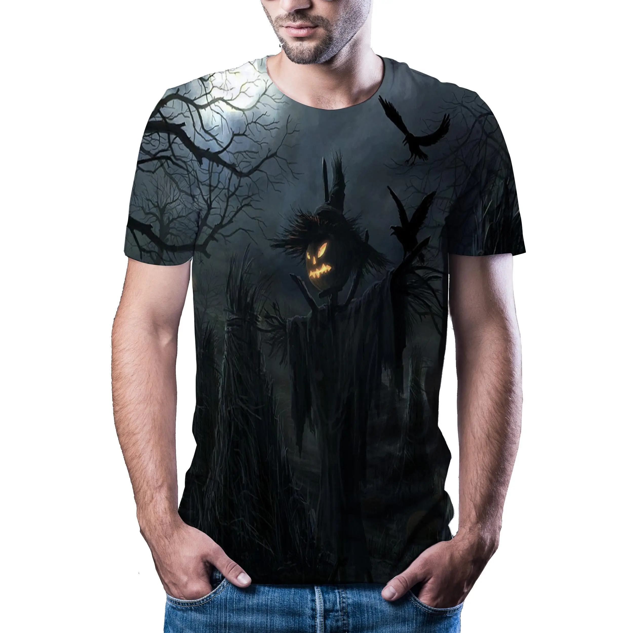 

2020 Pumpkin Head Summer Short Sleeve 3D Printing Men and Women Casual Fashion T-shirt Halloween T-shirt
