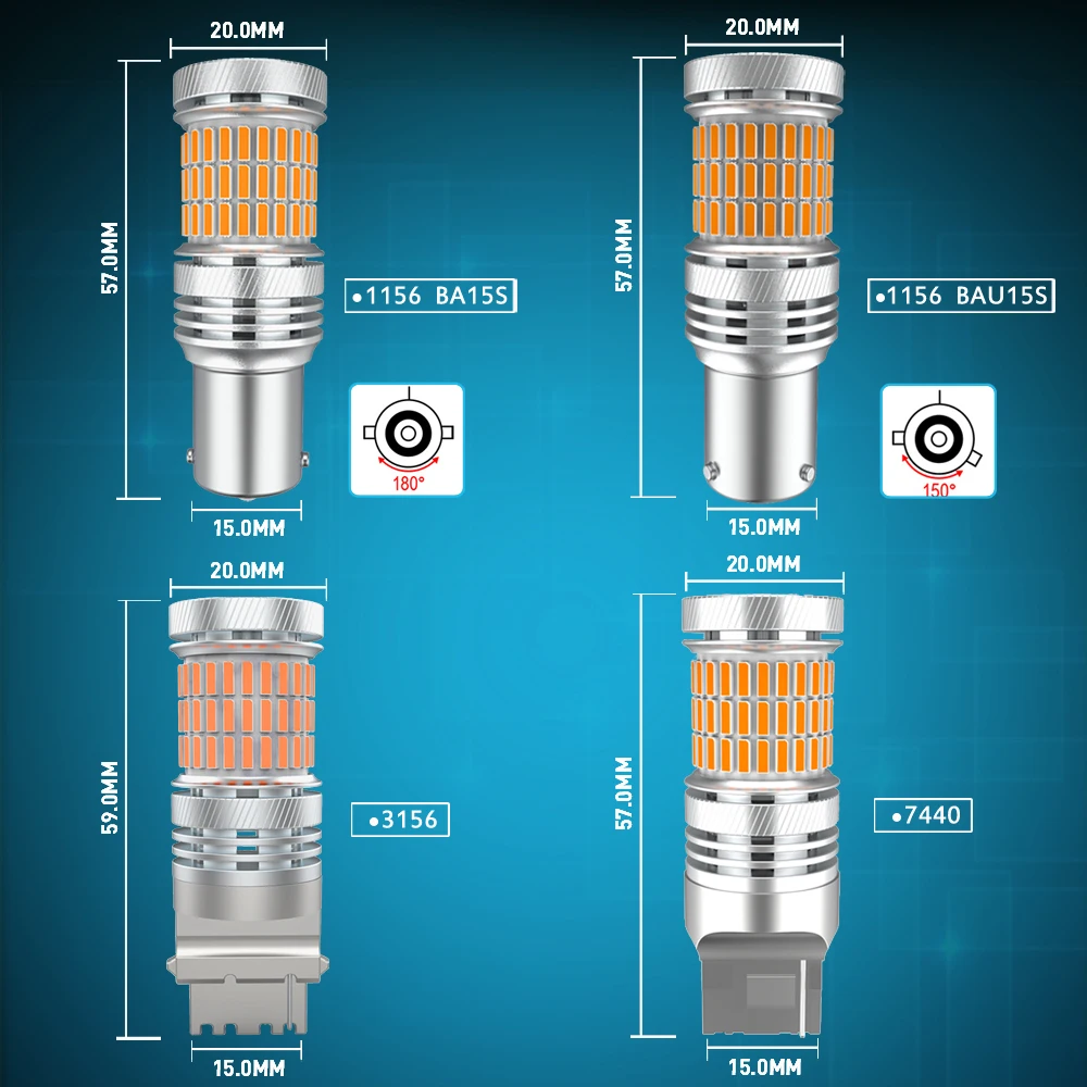 2 шт. Автомобильные светодиодные лампы T20 LED 7440 W21W S25 1156 BA15S P21W Canbus BAU15S PY21W 12 В |
