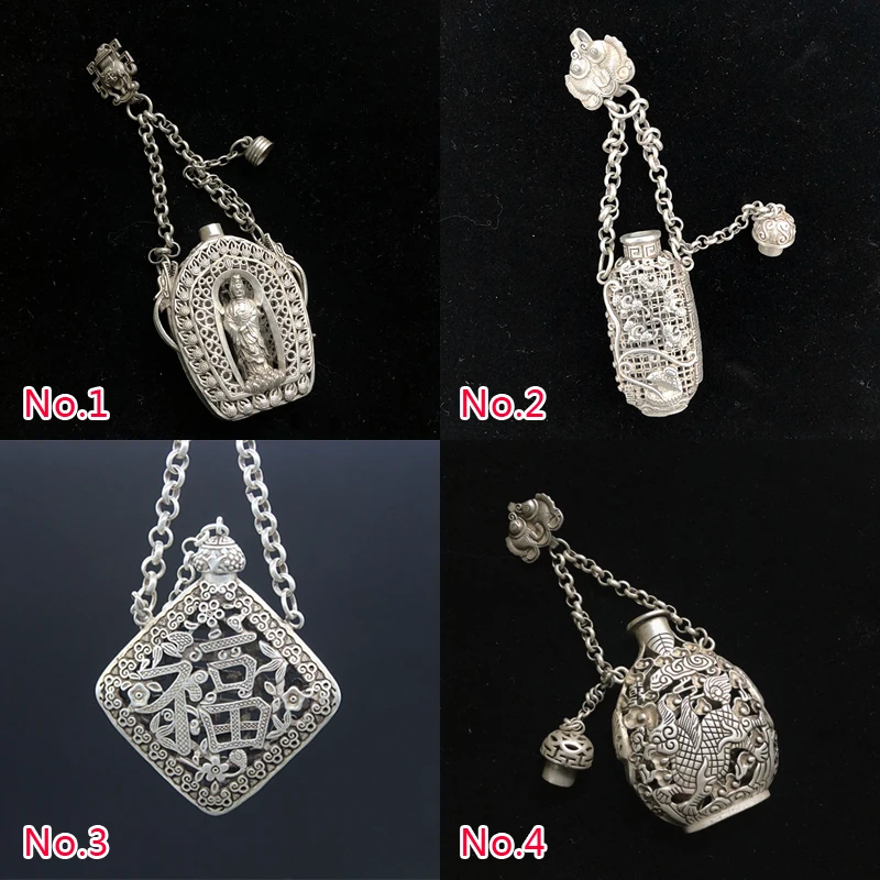 

Chinese Miao silver copper retro hollow unicorn/guanyin/fushou/various sachet pendant ornaments/No.1---No.4 styles