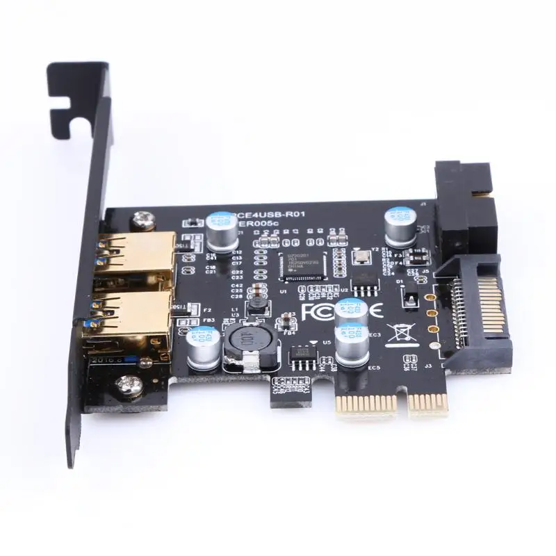 PCI-E USB 3 0 разъем SATA 19Pin питание с 2 портами плата PCI Express адаптер расширения