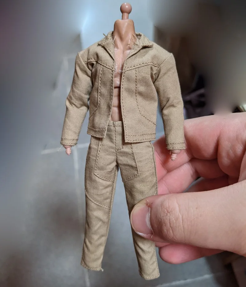 1/12 Scale Male Soldier Jacket Overalls T-shirt Clothes Suit Set for 6in Action Figure Toy Accessories Collection