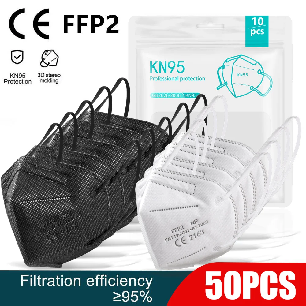 Маска для лица FFP2mask Kn95 защитная маска ffp2 с фильтром безопасности 50 шт.