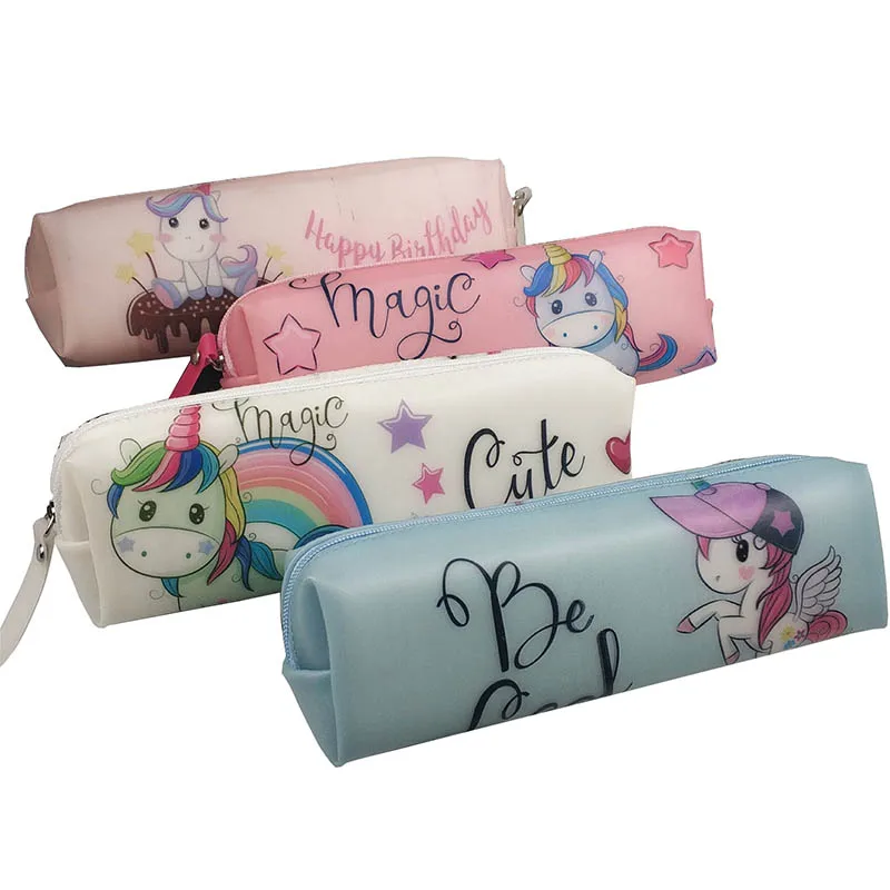 Милые силиконовые чехлы для карандашей коробка пенал Kawaii с единорогом сумки