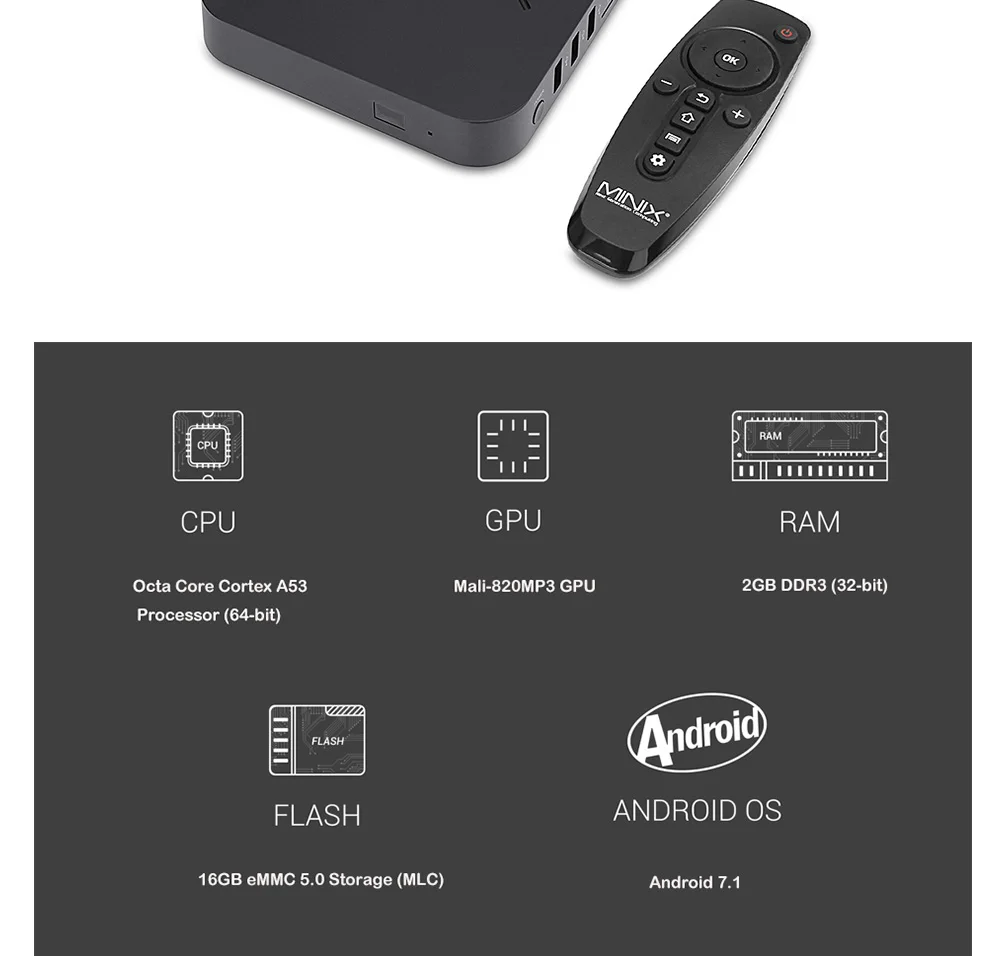 MINIX NEO U9-H tv Box Android 7,1 tv Box Amlogic S912-H Восьмиядерный 2 ГБ DDR3 16 Гб rom 4K HDR wifi телеприставка