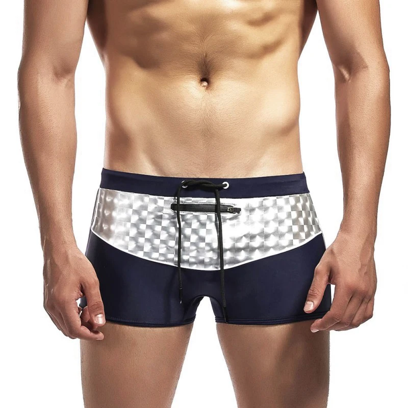 

Men'S Low Waist Printing Bathing Suit Swimwear Shiny Plaid Sexy Hot Spring Vacation Swimming Trunks Beach Short Sport Homme Swim