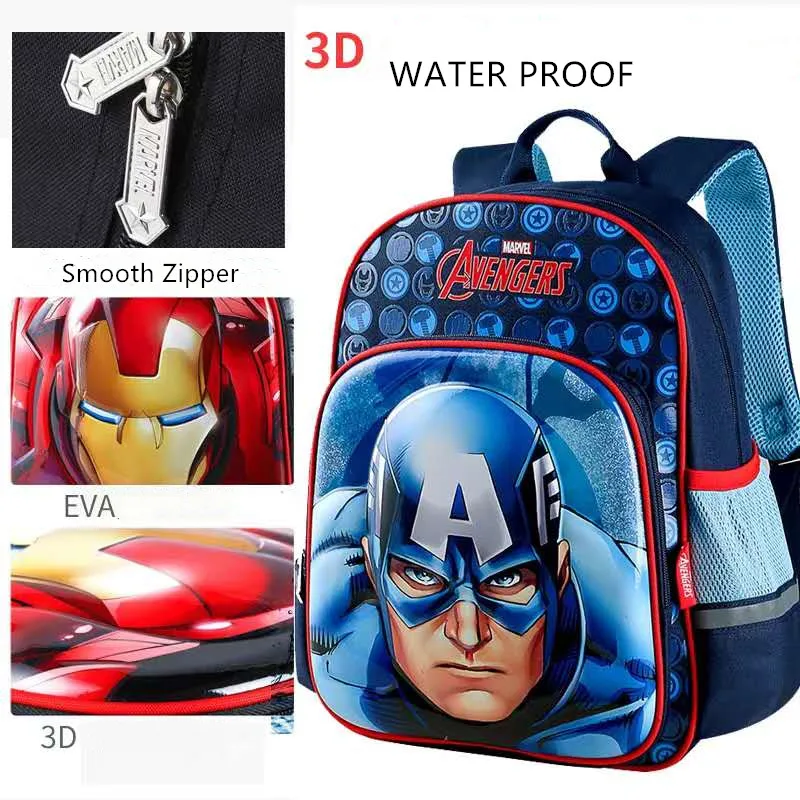 Disney New school bag for boy new 3D spider iron man captain america orthopedic primary student backpack Mochilas Escolares