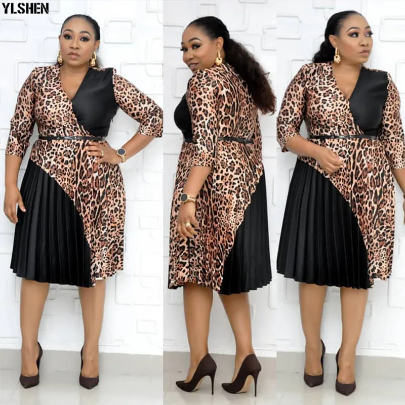Style2 Leopard African Dresses for Women Print African Dress Africa Clothing Robe Africaine Femme Plus Size Ankara Dresses Ladies Clothes - Цвет: Style2 Leopard