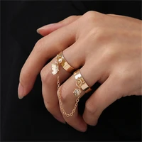 punk metal butterfly pendant circular rings set opening index finger accessories buckle joint tail rings for women jewelry gifts