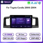 8-ядерный 6 + 128G Авторадио Android для Toyota Corolla E130 E120 2000-2004 Автомагнитола мультимедиа Blu-Ray IPS Navi GPS no 2din