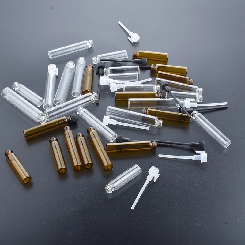 100 шт./лот 2 мл мини маленькие стеклянные флаконы с наклейкой в бутылках для духов