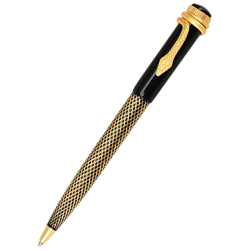 Роликовая шариковая металлическая ручка с золотым змеиным зажимом для офиса