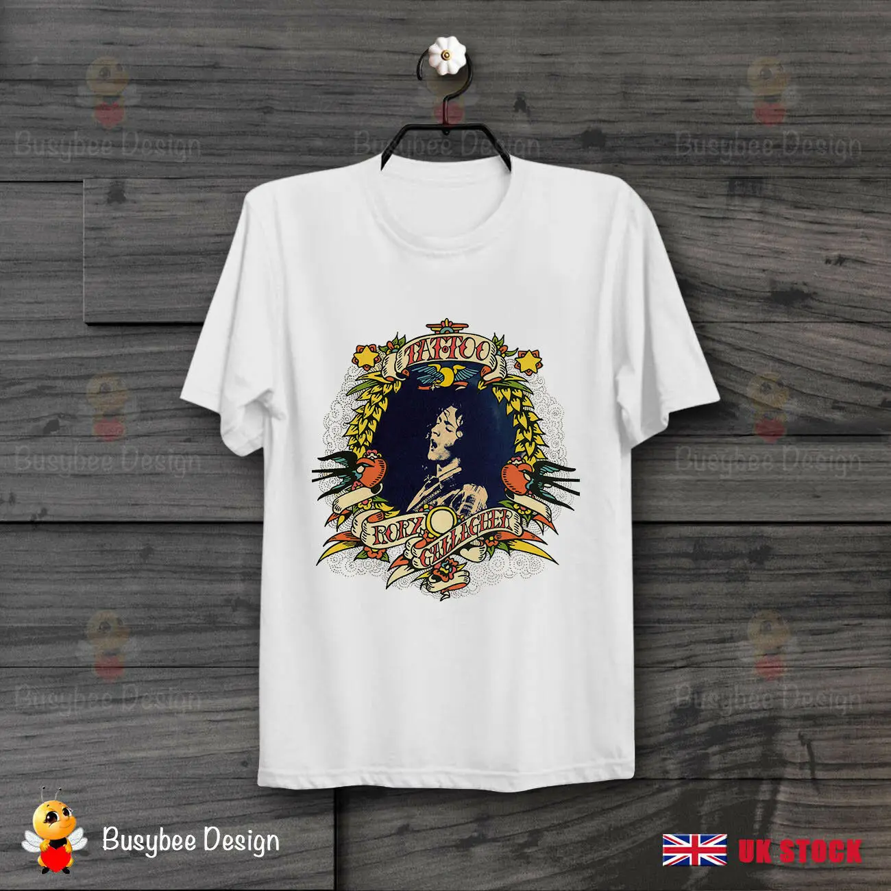 

Rory Gallagher Tattoo Music Blues Rock Retro COOL Vintage Unisex T Shirt