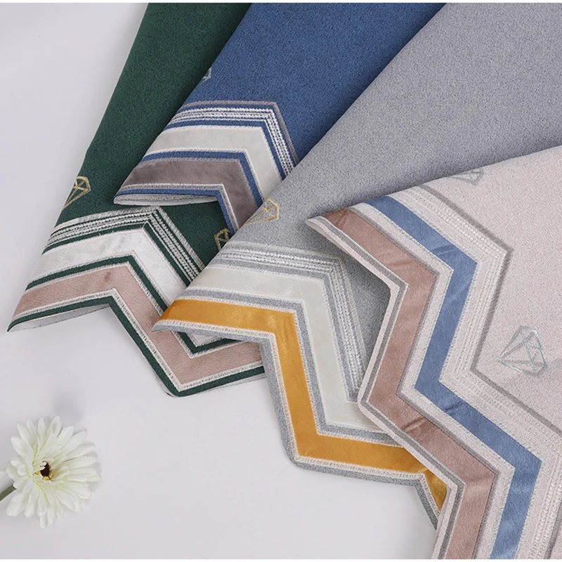 Простой Римский балдахин с алмазным рисунком шениль синий/серый/зеленый для окон