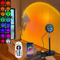 rgb smart bluetooth sunset projector moon lamp mood light aura app remote control atmosphere light for home background xmas gift
