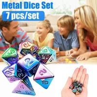 multi sided metal dice electroplating seven color acrylic board game dice seven electroplating plastic dice with iron box