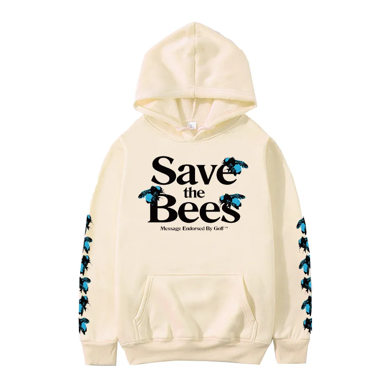 

Europe and America Hot Sale SAve Bees Men's and Women's Hooded Pullover Street Trend Plus Velvet Hooded Long Sleeve Shirt