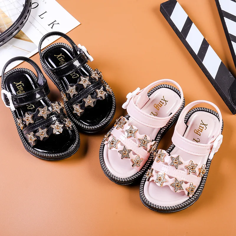Новинка 2020 летние стильные сандалии для девочек детские пляжные маленьких милая обувь принцессы с бантом