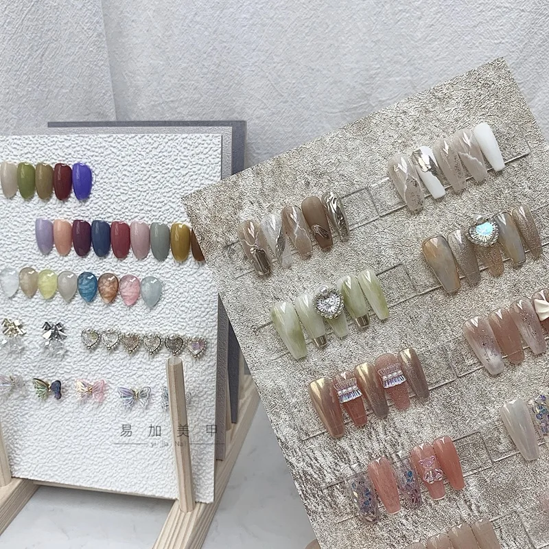 Nuevo Tablero de exhibición de arte de uñas de estilo minimalista, muestra de arte de uñas, patrón de Rock, accesorios de fotos de estilo japonés, estante de exhibición de herramientas