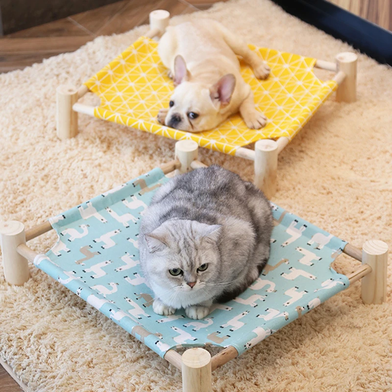 

Detachable Cat Hammock Bed Wooden Pet House For Dog Puppy Lazy Mat Cushion Lounger For Cat Kitten Cottages Pet Sleeping Supplies