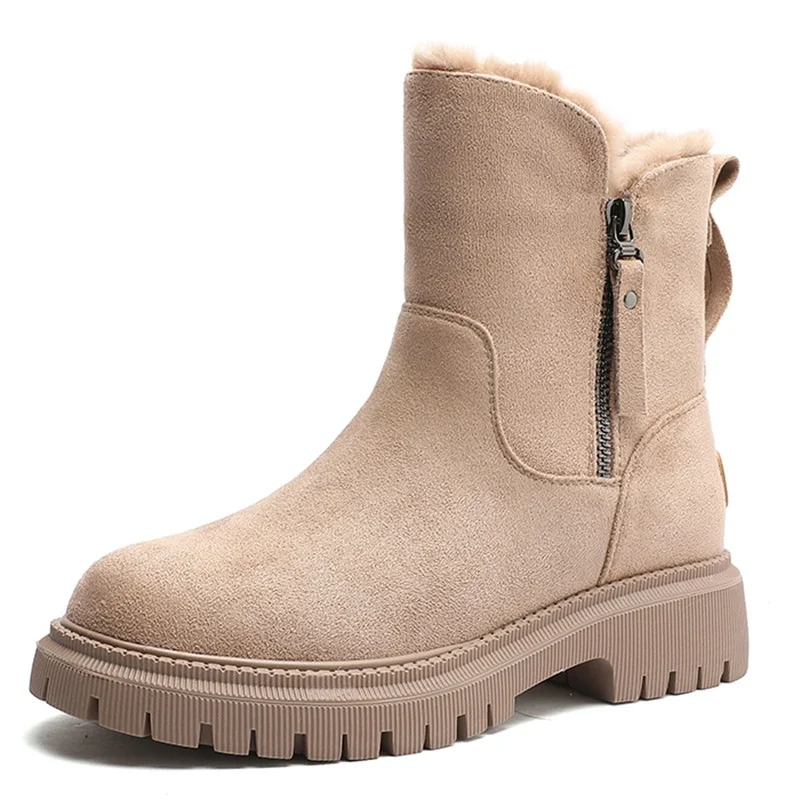 

Ботинки женские зимние новые толстые теплые женские ботильоны повседневные замшевые меховые женские короткие ботинки на молнии