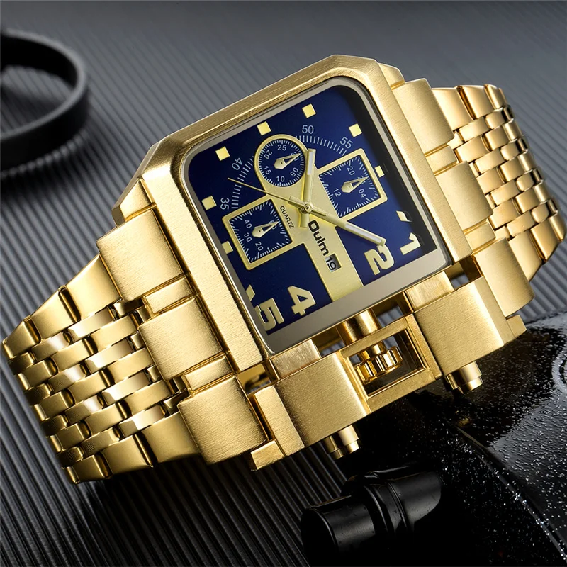 Роскошные брендовые часы Oulm 3364 мужские кварцевые из нержавеющей стали