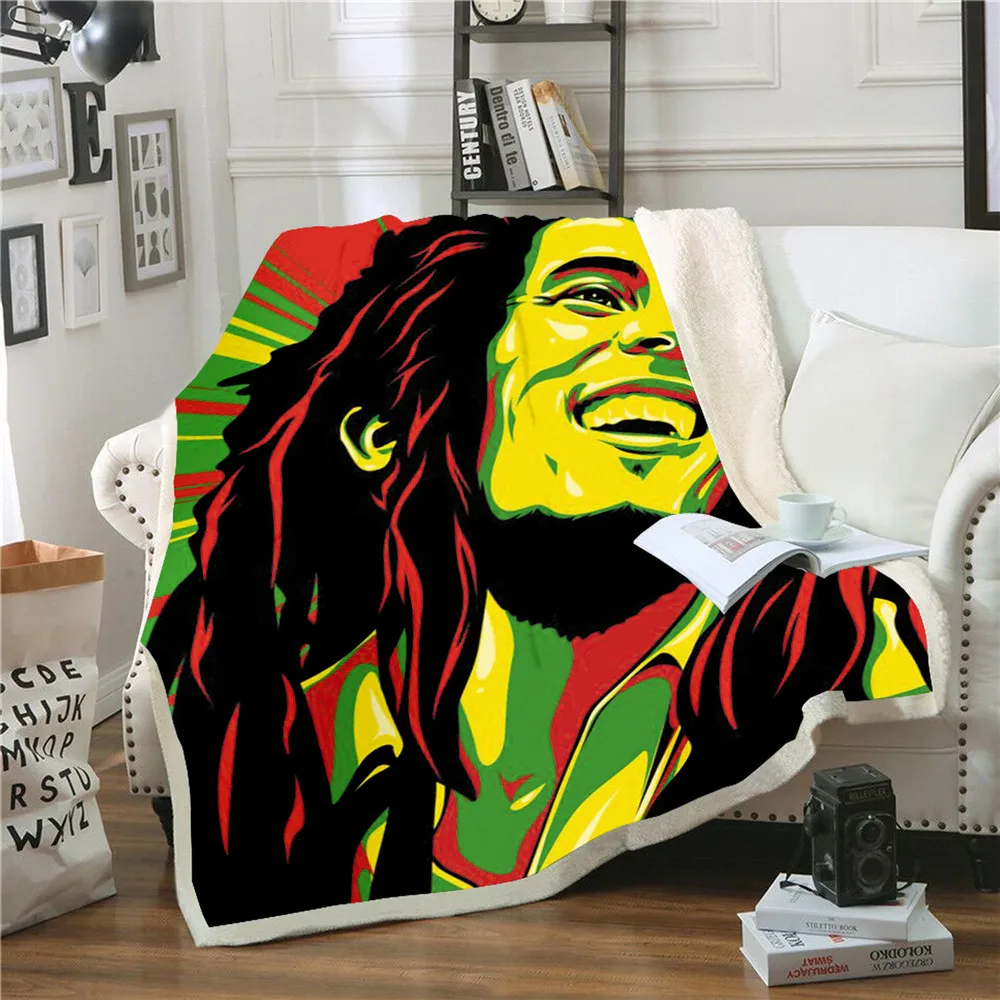 

Reggae Singer Bob Marley Weed Skinny Bedspread Throw Bed Blanket Sofa Chair Rest Bed Linen Home Indoor Blanket Adult Children 08
