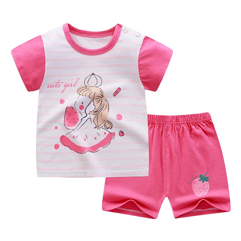 

ZWF758 Children Clothes Summer Baby Girls Clothing Boys Casual T-Shirt Shorts 2Pcs/Sets Toddler Cotton Costume Kids Tracksuits