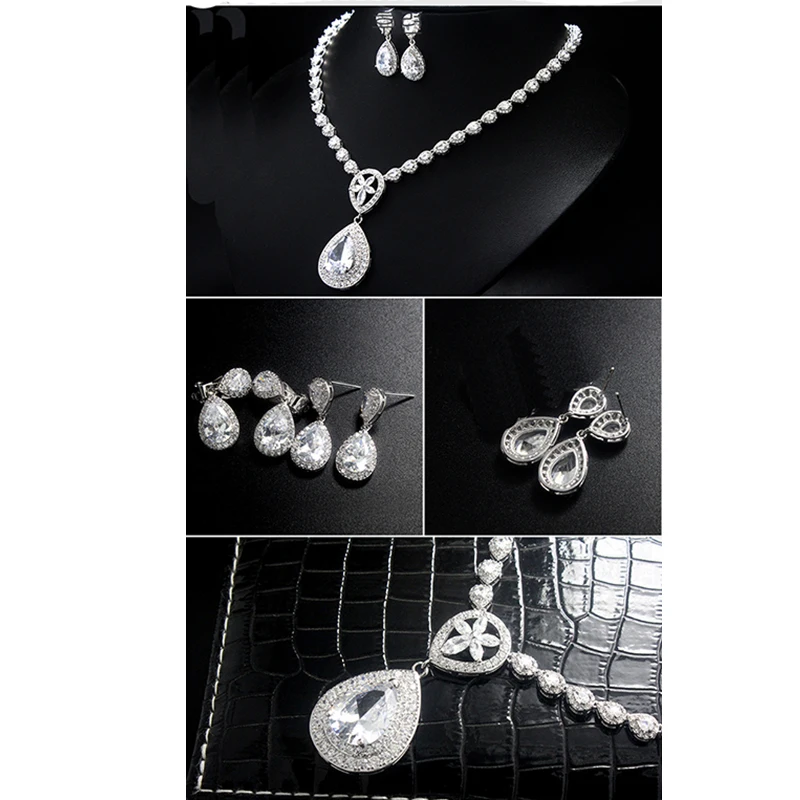 Новое поступление набор женских свадебных украшений с красными фианитами в виде