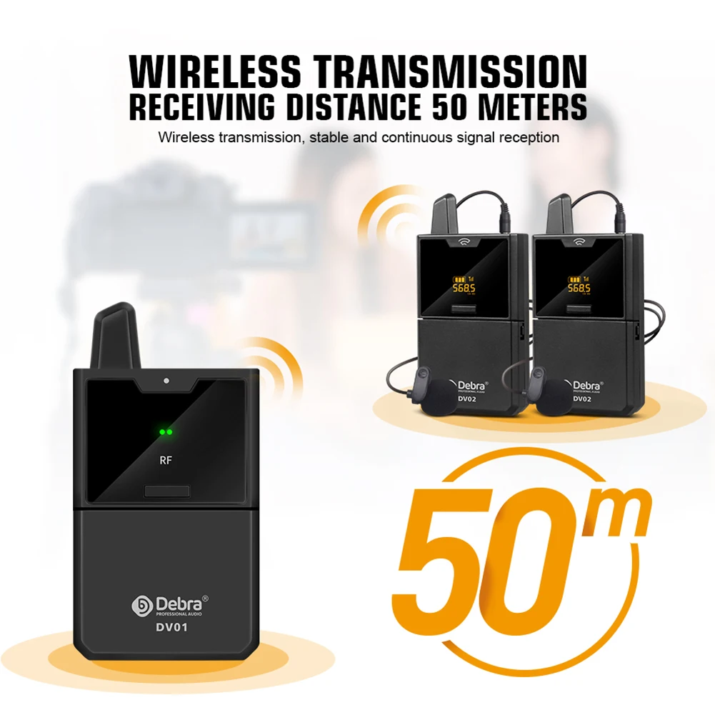 

Беспроводной петличный микрофон UHF, 30 каналов, выбор 50 м, для DSLR камер, микрофонов для прямой трансляции интервью