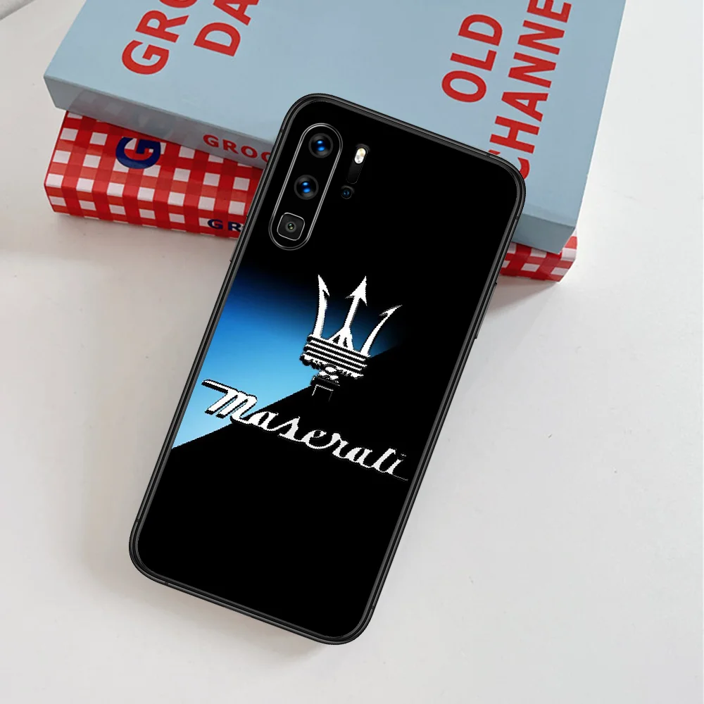 

Maserati Luxury Sport Car Phone Case For Huawei P Mate Smart 10 20 30 40 Lite Z 2019 Pro black Coque Luxury Hoesjes Trend Cover