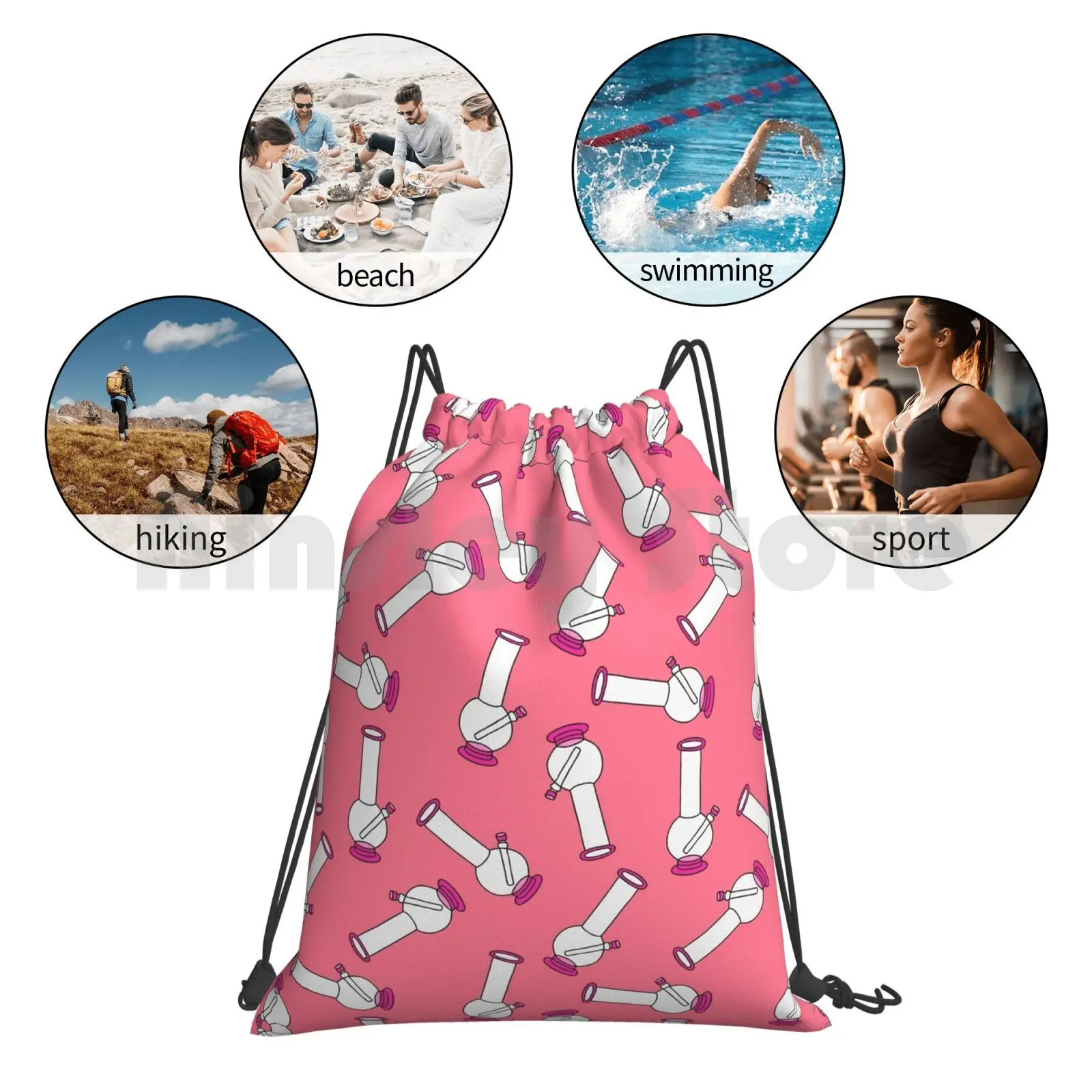 

Bong For Smoking Backpack Drawstring Bag Riding Climbing Gym Bag Hand Water Pattern Cartoon Bong Abuse Addict Addiction