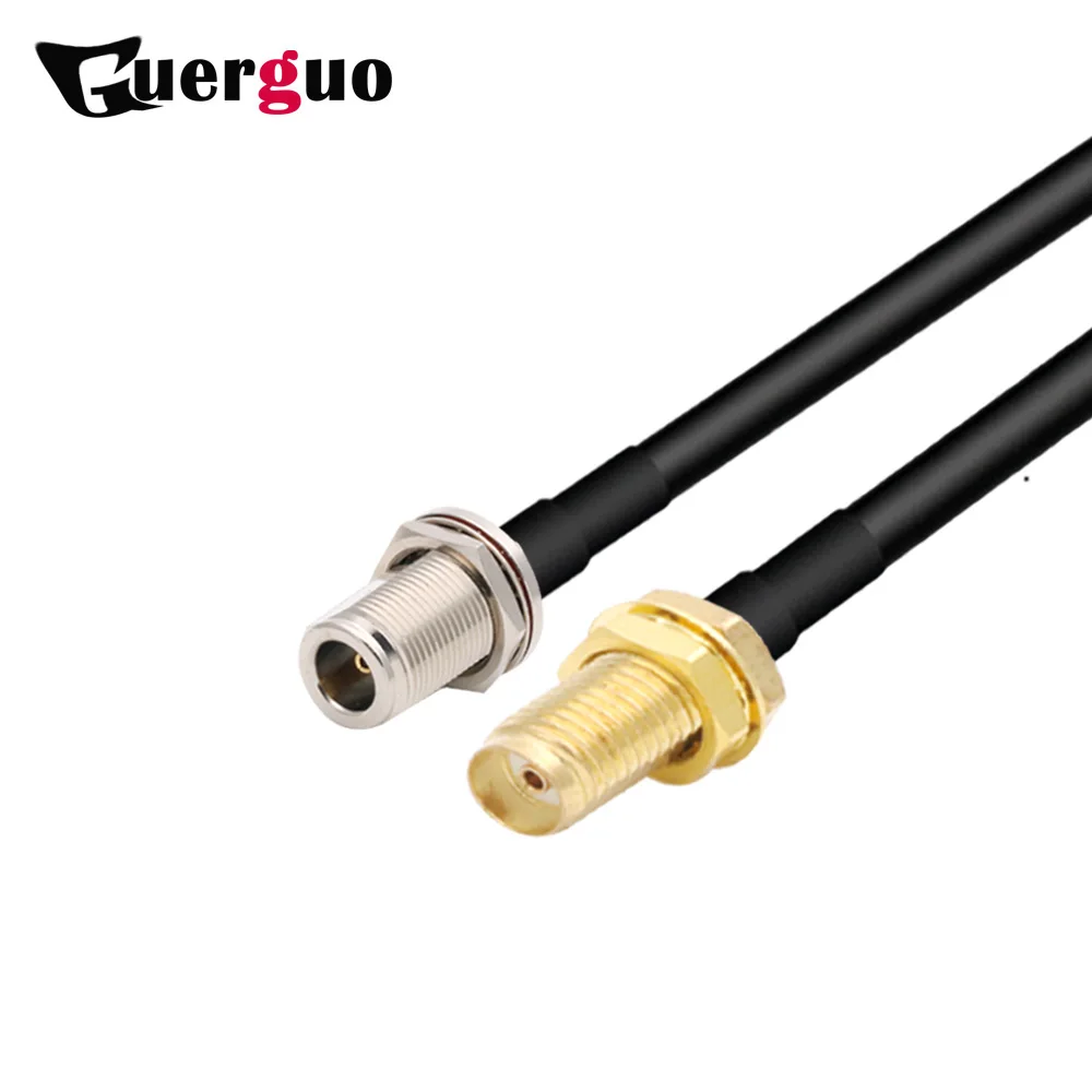 

2pcs RG58 Cable Waterproof N Type Female Bulkhead to SMA Female Right Angle Coaxial Pigtail Extension Cord RF Jumper Adapter