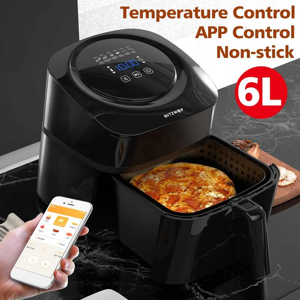

Smart Air Fryer with APP Control, 6L Large Capacity, Temperature Control, Removable Basket, Smart Recipe and Non-stick Coating