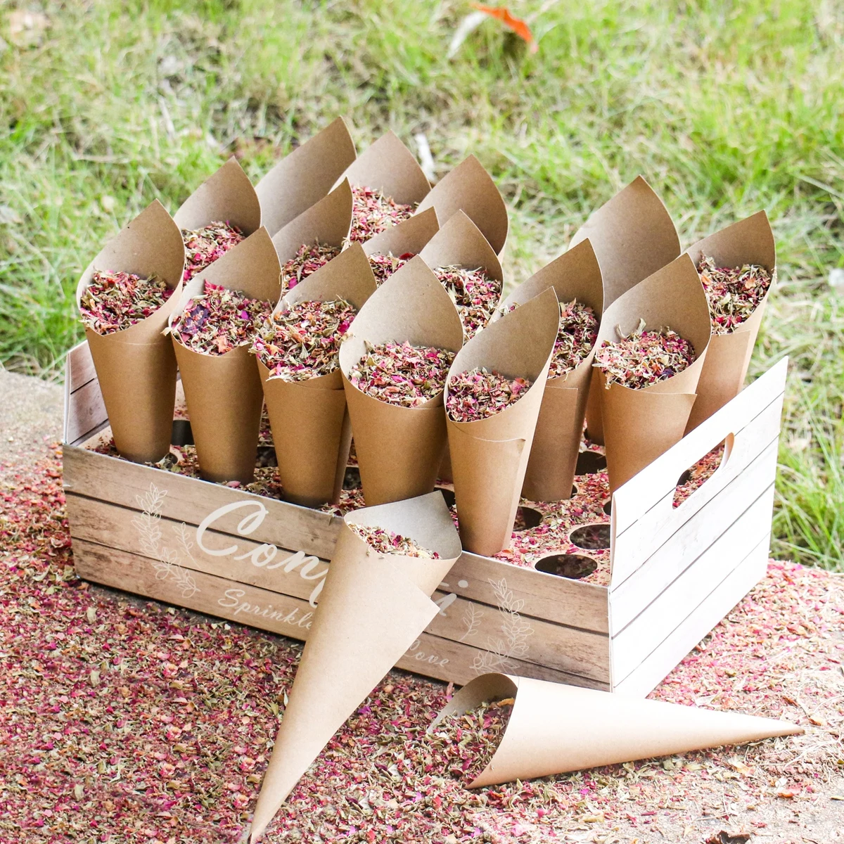 

Wedding Confetti Cones Holder Stand Box Flower Tray Rustic Wedding Party Decor Paper Cones Holder Vintage Wedding Favour Boxes