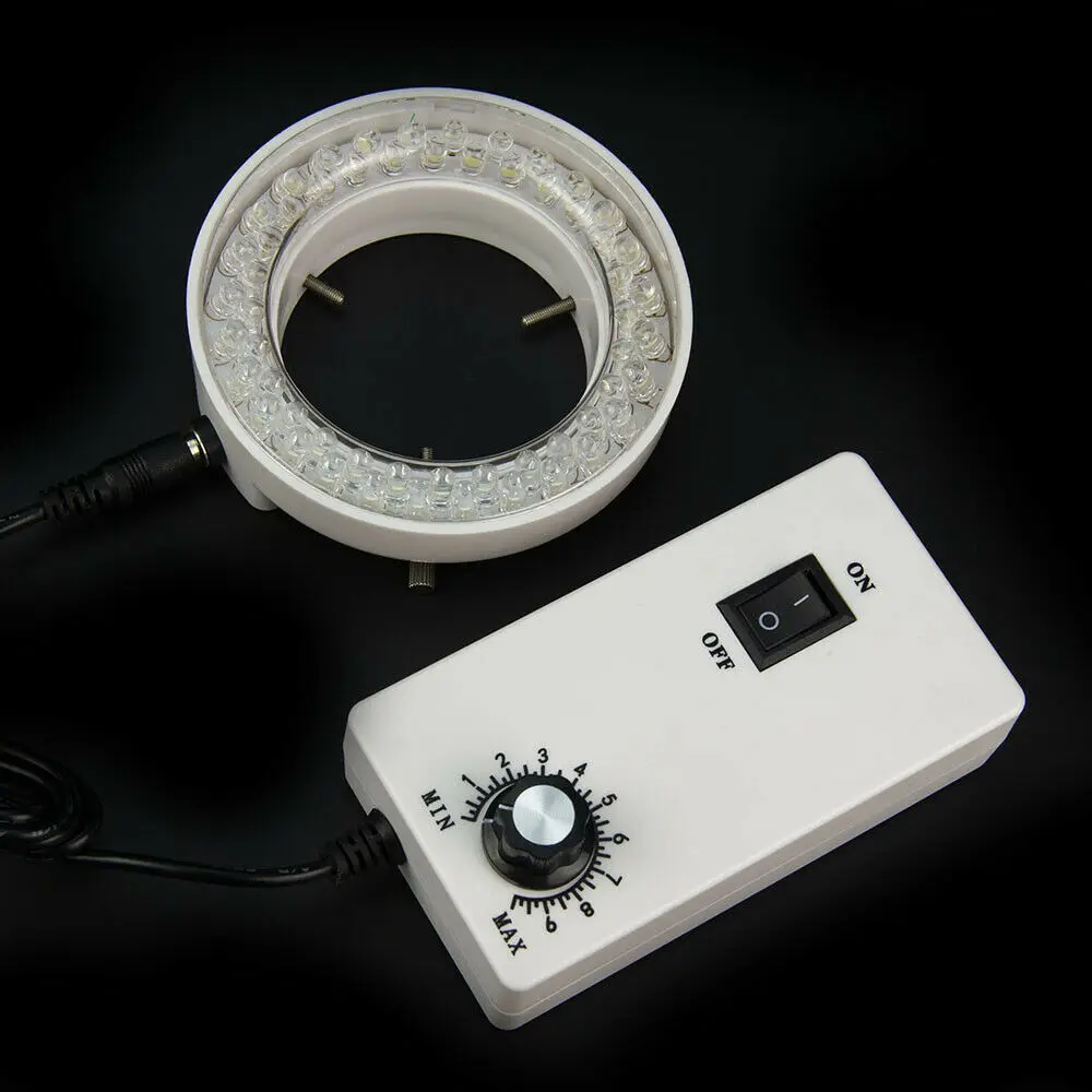

Optical 56 LED Adjustable Microscope Ring Light Source Stereo Microscopio Illuminator 60mm Inner Dia White Light Microscope Lamp