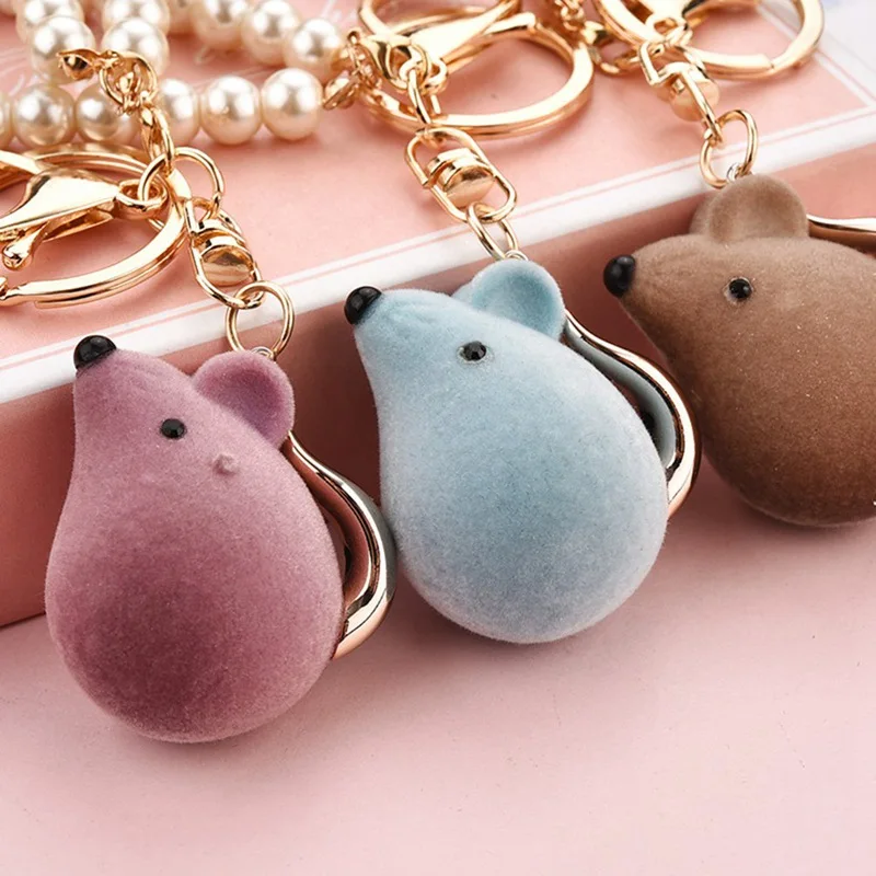 Мультфильм Зодиак брелок с мышью Акриловые Флокирование милые животные Жемчуг