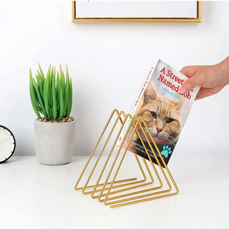 

Nordic Triangle Shape Simple Book Support Stand Desktop Storage Rack Shelf Home Decor Magazine Holder