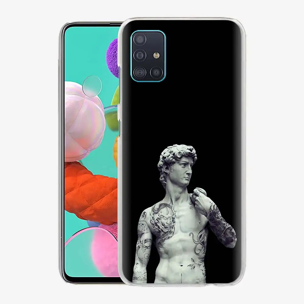 

Phone Case For Samsung Galaxy M31 Case Hard PC Cover For Samsung M31s M51 A50 A51 A71 Shell Funda Mona Lisa David Statue Art