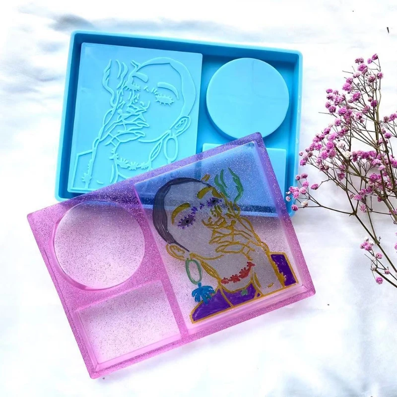 

Smoking Woman Makeup Box Tray Silicone Mold is Suitable for Resin Epoxy Resin Diy Craft Makeup Box Jewelry Making C7AF