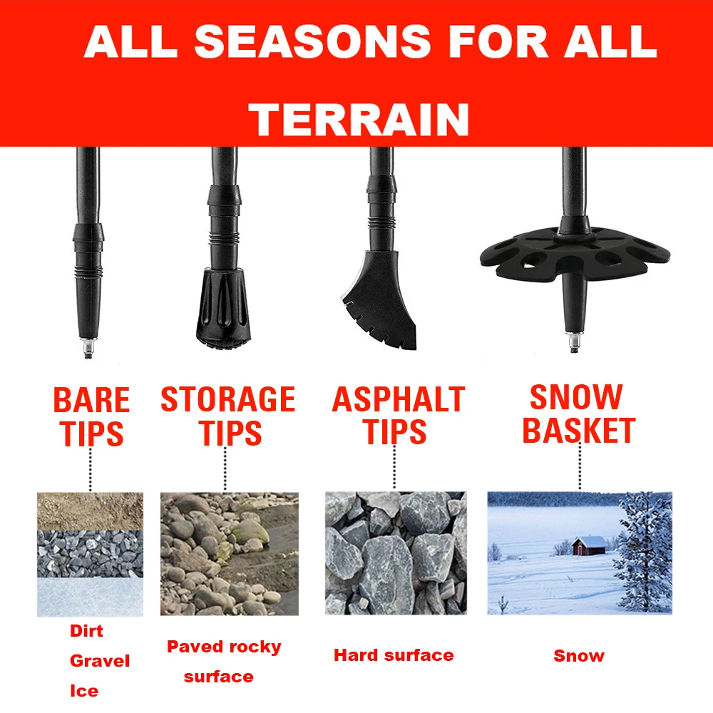 

5-Section Outdoor Fold Trekking Poles Walking Stick For Nordic Walking Hiking Antishock Walking Stick Elderly