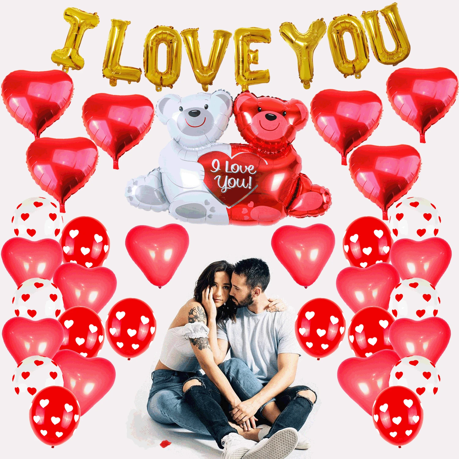 

12 Inch Love Printed Balloon 18 Inch Love Hug Bear Confession Wedding Decoration Confession Valentine's Day Balloon