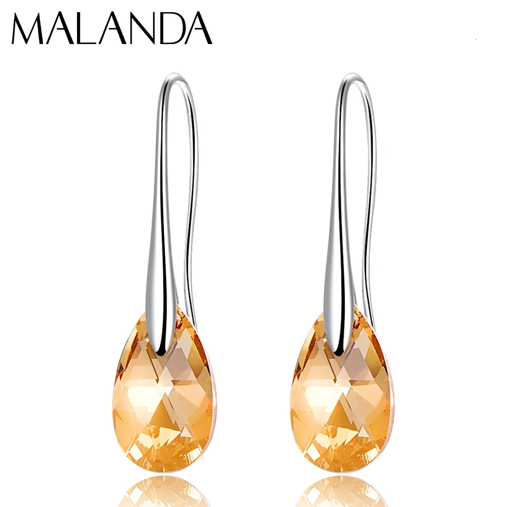 W-Crystal-GSHA Серьги-капли с кристаллами Swarovski для женщин, новая мода, Золотой пирсинг, висячие серьги, свадебные украшения, подарок для девушек - Окраска металла: W-Crystal-GSHA