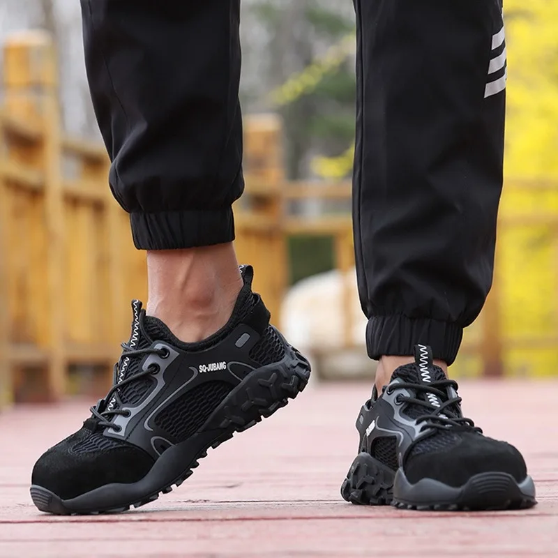 

2021 Work Safety Shoes Non-slip Waterproof Anti-smashing Steel Toe Puncture Working Boots Lightweight Fashion Sneakers For Men