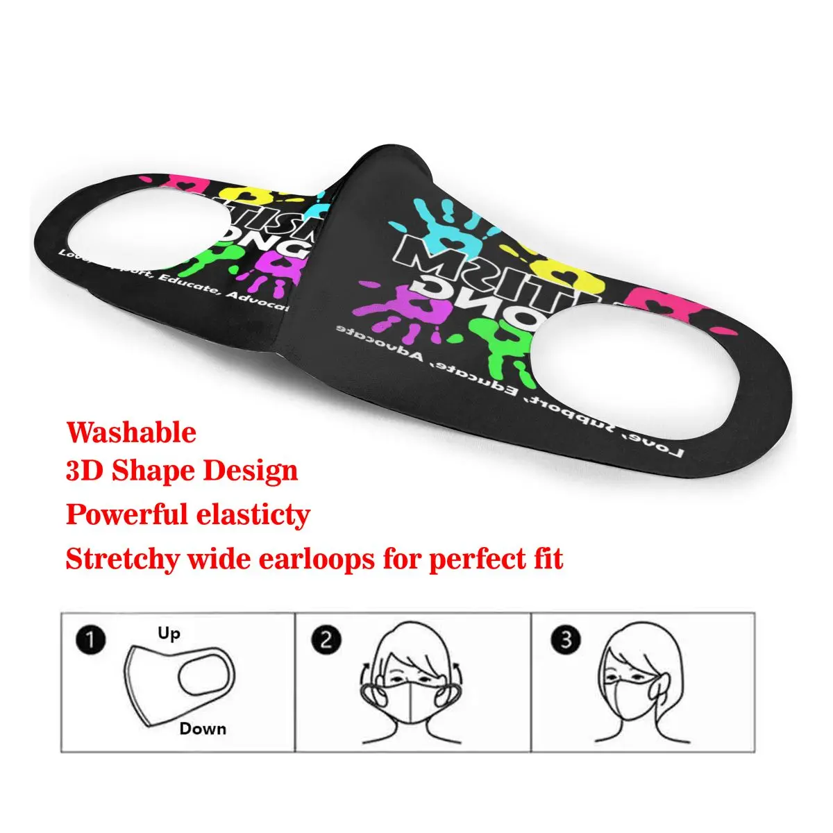 

Dust Mask Autism Strong Love Support Educate Advocate Mouth Face Cover Respirator for Adult Kid Washable Reusable Anti Pollution