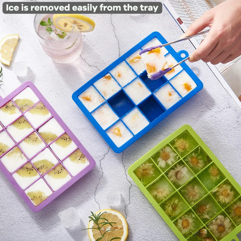 Форма для льда с 24 ячейками силиконовая форма квадратная легко снимаемая