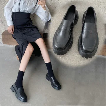 

Shoes Woman 2020 Oxfords All-Match Autumn Round Toe British Style Loafers With Fur Female Footwear Casual Sneaker Shallow Mouth
