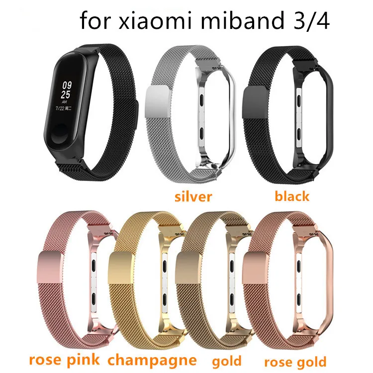 Mi lanese магнитный ремешок для xiao mi band 4 3 браслет из нержавеющей стали xiaomi Замена