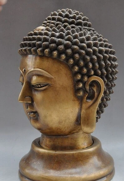 zhao6868 bir 005591 14" tibet buddhism fane bronze sakyamuni Shakyamuni Tathagata buddha head statue | Дом и сад